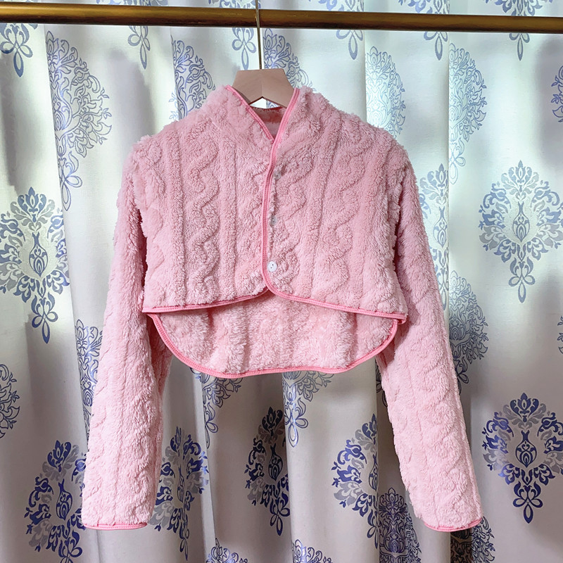 法兰绒护肩加厚睡觉保暖防寒女士