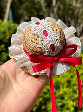 蔚来汽车nomi的帽子et7es6es8ec6ec7et5洛丽塔蝴蝶结车内装饰草帽