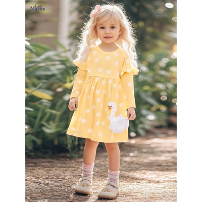Little maven跨境外贸童裙 卡通秋季女童连衣裙 全棉儿童裙子