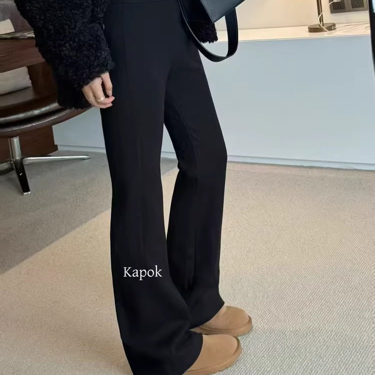 kapok 秋冬高腰显瘦气质加厚喇叭裤长裤加绒磨毛休闲裤女35056