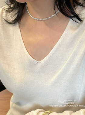 陈姬儿新款韩系简约金属细链条银色项链女冷淡风锁骨链X118