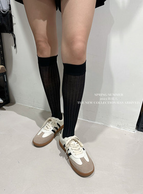 陈姬儿夏季薄款黑色长筒袜可拉伸中筒袜百搭显瘦透气小腿袜2333