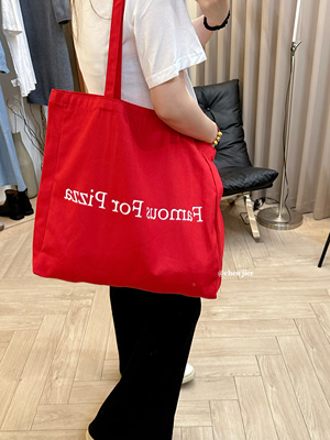小众设计感时尚帆布托特包2025新款红色字母通勤百搭大容量2617