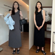widelia陈姬儿夏季 显瘦连衣裙7317 宽松背心裙中长款 韩版 灰色无袖