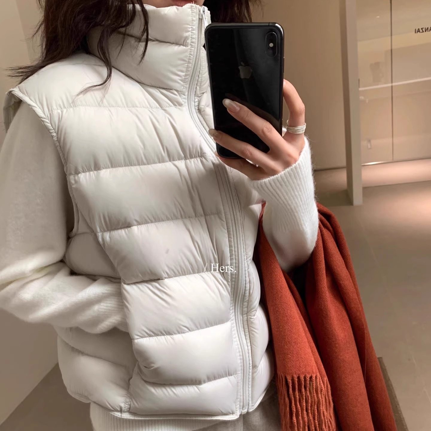 hers 一勺甜 秋冬立领保暖加厚羽绒马甲百搭宽松无袖外套92535