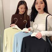 上衣9585 widelia陈姬儿内搭加绒半高领小立领白色打底衫 女长袖