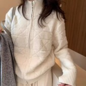 冬季 hers 一勺甜 菱格后背五角星刺绣毛衣立领拉链针织外套92726