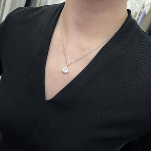 陈姬儿新款满钻扇形项链女小众设计锁骨链百搭精致毛衣链1336
