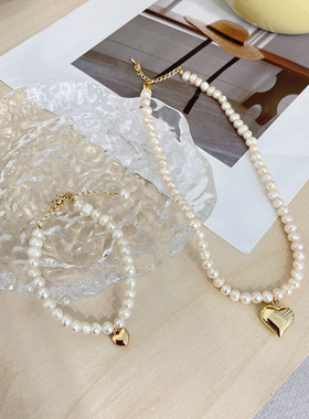 法式气质珍珠爱心项链女