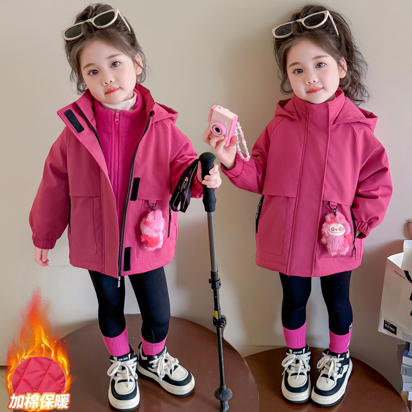 女童冬装冲锋衣2025秋冬季新款儿童巨好看加绒加厚外套女宝宝衣服