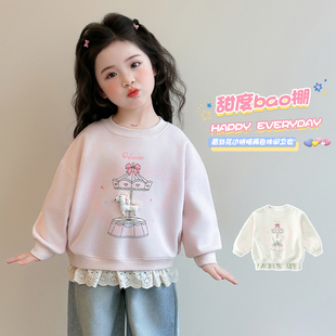 女童巨好看春装上衣2026春季新款儿童洋气小马卫衣女宝宝春秋衣服