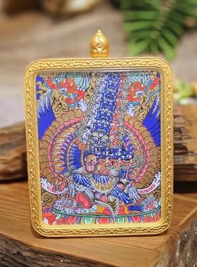 热贡大师级殊胜黑鲁嘎金刚随身唐卡吊坠挂件