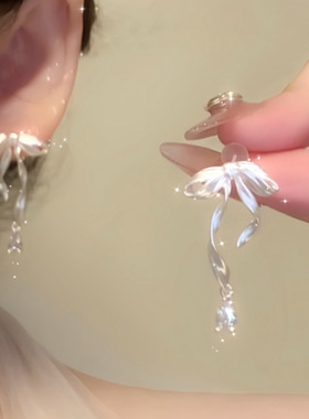 【7柒seven】甜梦芭蕾感蝴蝶结甜美耳环女精致耳饰