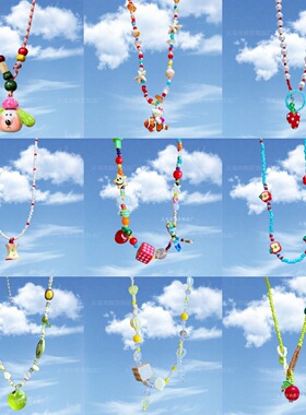 【7柒seven】海边乐园度假风橘子海星彩色串珠项链颈链锁骨链夏天