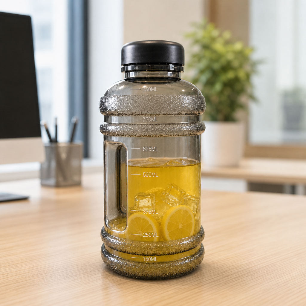 水桶瓶塑料瓶1000ml奶茶杯户外瓶子哑铃杯便携水桶杯运动果汁瓶子