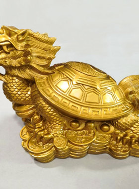 金色龙龟摆件龙头龟母子龟家居客厅装饰品办公室桌面摆设招财聚财
