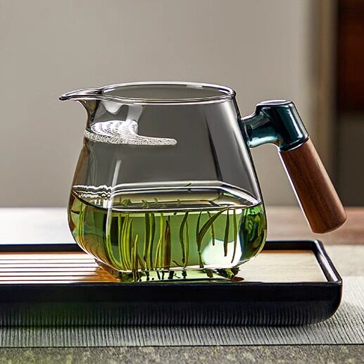 玻璃公道杯茶漏一体大容量泡茶器带茶滤网月牙过滤绿茶杯专用茶具图片