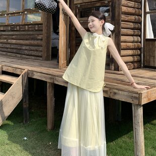 实拍有货~2026春季网纱拼接宽松百搭韩系套装