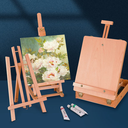 桌面画架台式美术生专用素描油画桌上小油画架木质儿童便携支架式