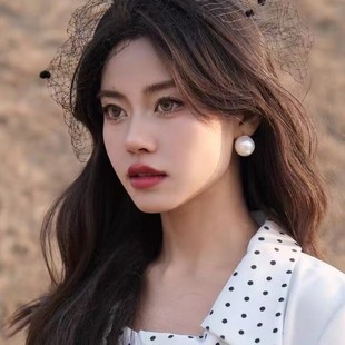 赫本风法式 简约20mm大白珠耳钉耳饰 气质大珍珠耳扣女时尚
