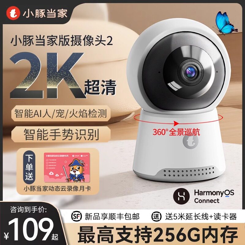 LITTLE DOLPHIN 스마트 카메라 2 홈 모니터 HD 세트 나이트 비전 파노라마 홈 360도 카메라 휴대 전화 원격 대화 무선 노인 애완 동물 시각적 실내 PTZ