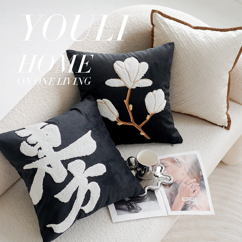 法式小香风轻奢复古抱枕套新中式靠包绣花靠枕美式客厅沙发靠垫