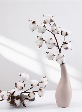 10头自然棉花枝仿真花厂家家居装饰婚庆手捧花植物墙假花61177