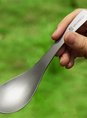 纯钛勺子户外钛勺全钛餐勺露营便携式钛合金属餐具家用调羹汤饭勺