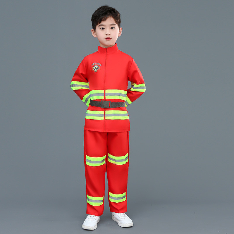 儿童消防员衣演出服儿童角色扮演服装幼儿园消防演习运动会玩具套