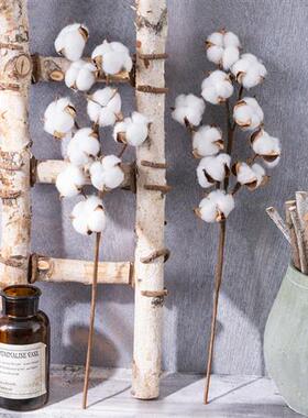 仿真花10头自然棉花枝厂家家居装饰婚庆手捧花植物墙假花61177