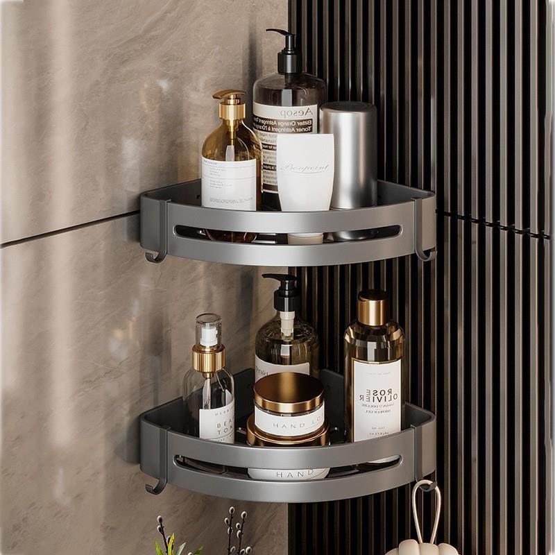 太空铝浴室枪灰毛巾架一体免打孔卫生间厕所置物架壁挂式浴巾架