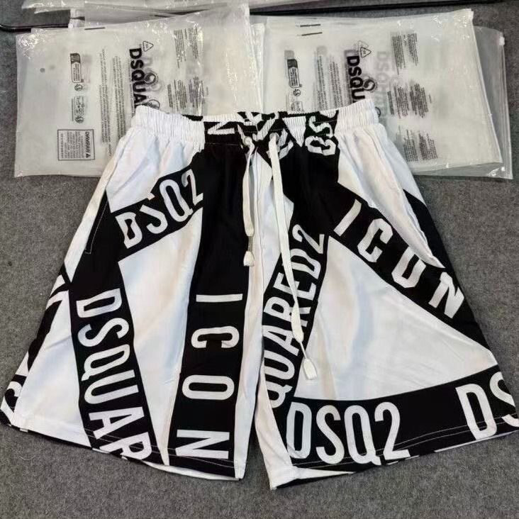 网红潮牌D2绑带速干短裤男生夏季字母印花轻奢宽松休闲沙滩五分裤