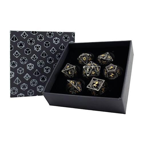 【桌游乱炖】LPG Dice RPG Set Hollow Dragon - Black and Gold