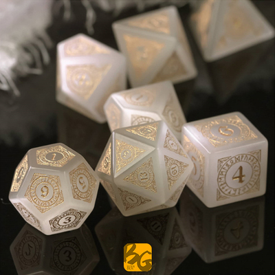 【桌游乱炖】白色猫眼宝石 符文骰子 Cat Eye Gemstone TRPG DICE