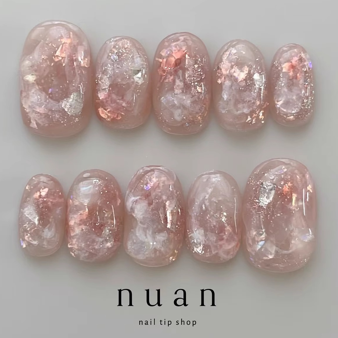 洛蔓枝【蜜桃女孩】秋冬新款纯手工穿戴甲高级感短款气质显白美甲