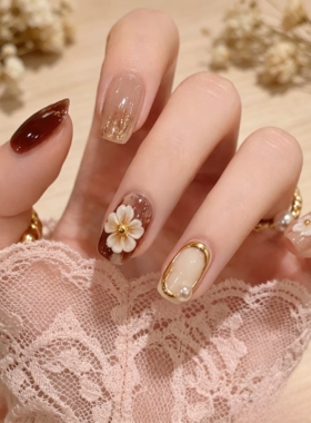 【中古繁花】复古千金巴洛特美甲鎏金雕花纯手工定制穿戴甲可拆卸