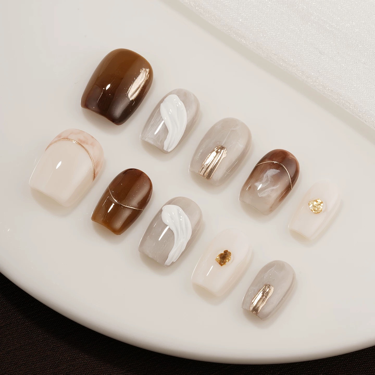 【旷野之息】纯手工穿戴甲2025短款晕染镜面高级感通勤美甲