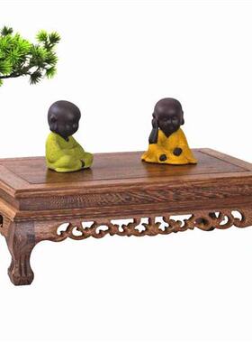 实木摆件木质底座 奇玉石头花盆景紫砂壶鸡翅木长方形底托木座