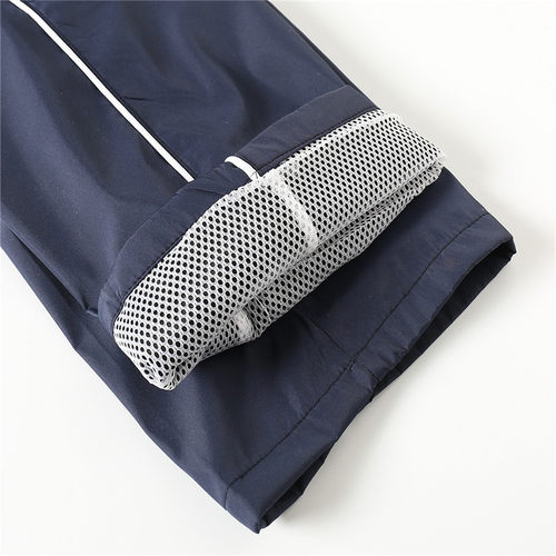 带网滑料白细条校服裤子小学生运动裤藏青色初高中带网层校服裤子