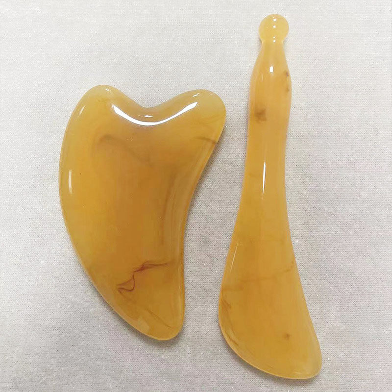 牛角刮痧板拨筋棒面部专用树脂脸珢部拔经美容棒三角心形刮痧片