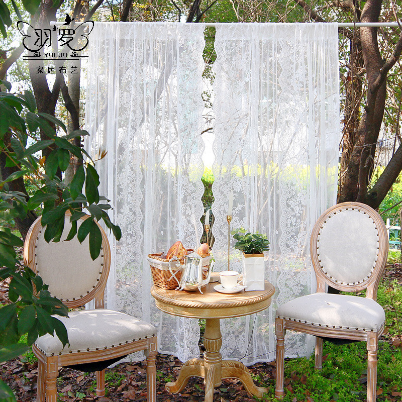 法式窗帘纱帘花边浪漫蕾丝田园白色窗纱波浪公主门帘韩式隔断