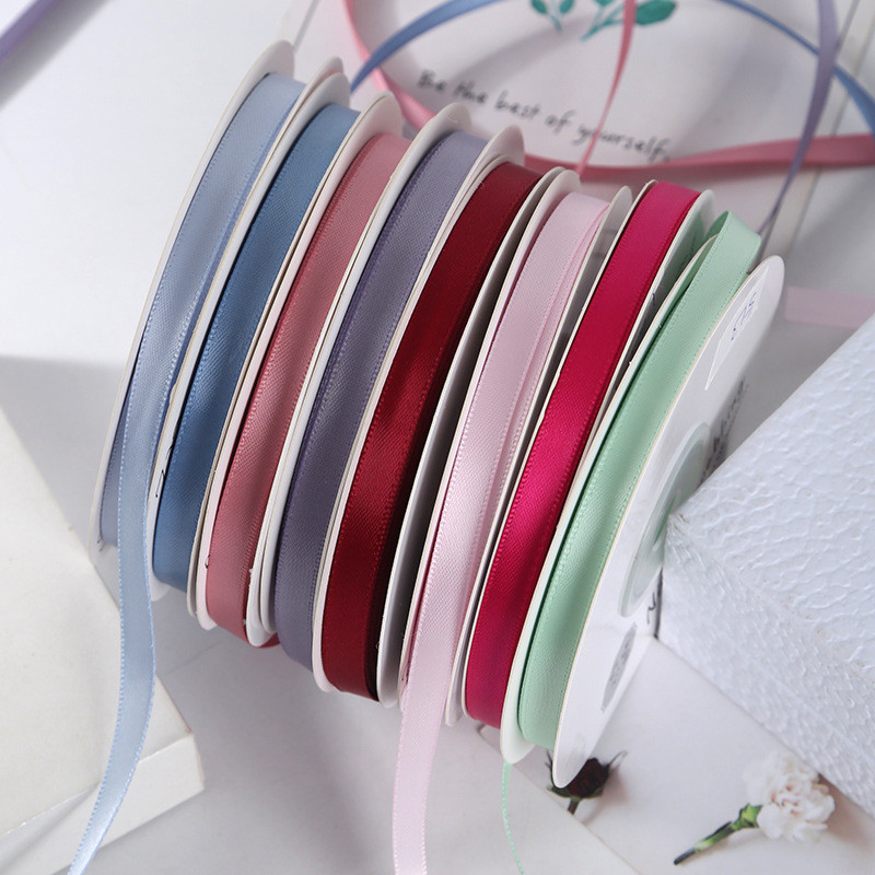 6加密双面涤纶织带婚礼蝴蝶结高端礼品包装彩带缎带北欧细丝带