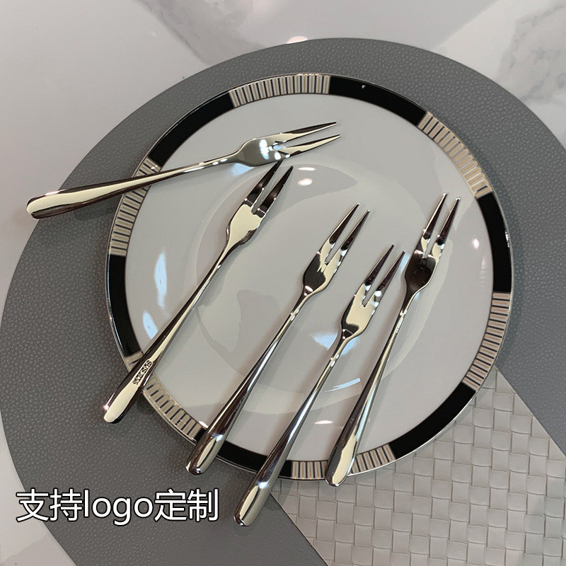 风高档304不锈钢水果叉家用酒店轻奢蛋糕甜品饼叉果签套装餐具