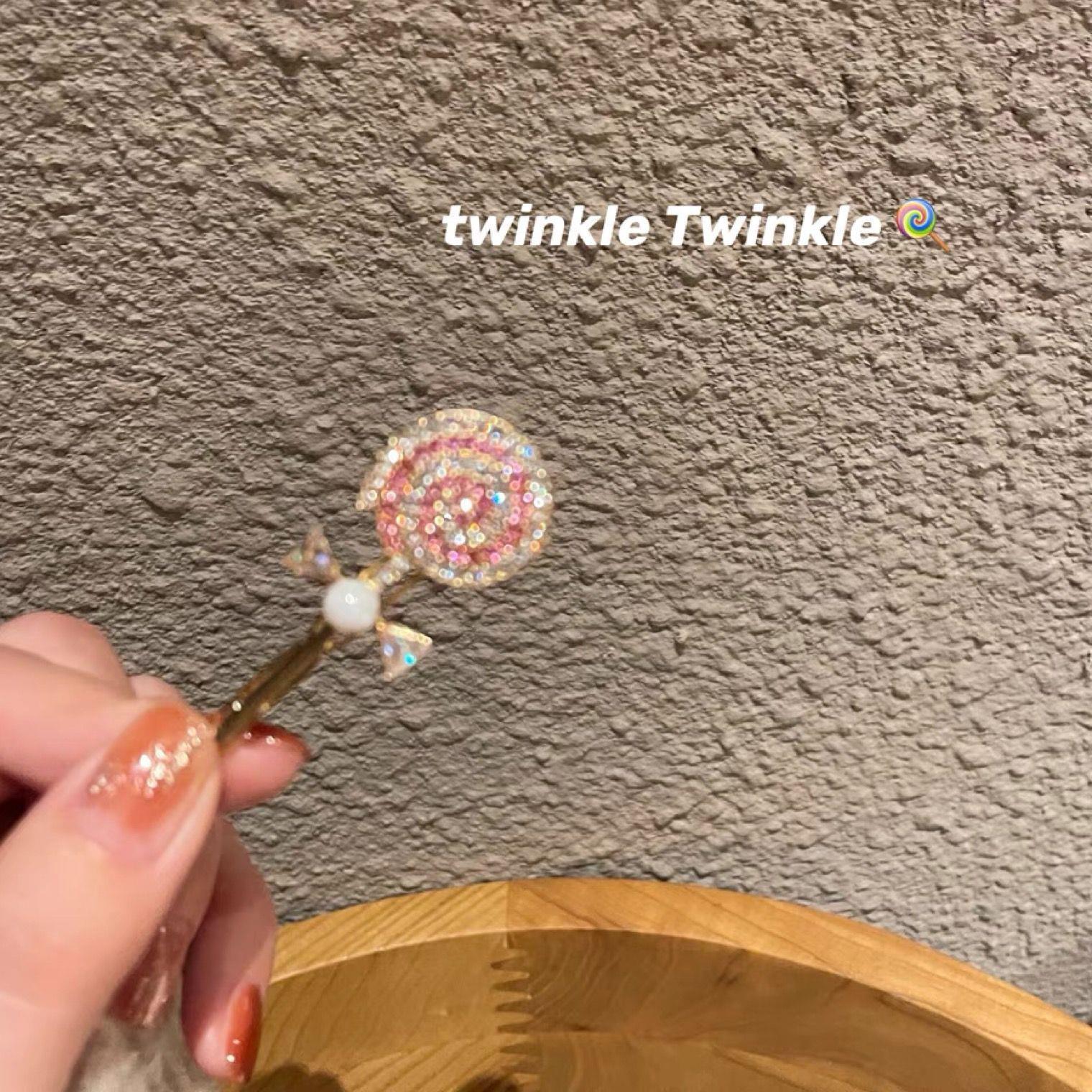 2023新款日系百搭粉色仿水晶糖果发夹刘海夹少女侧边鸭嘴夹发卡