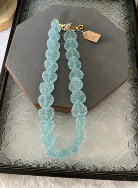 中古vintage复古镀金保色宫廷风十字架琉璃彩色重工项链7.6