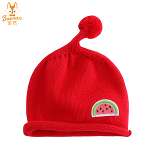 宝然婴儿帽子秋冬季 婴幼儿新生婴儿儿毛线帽保暖胎帽宝宝帽子6026
