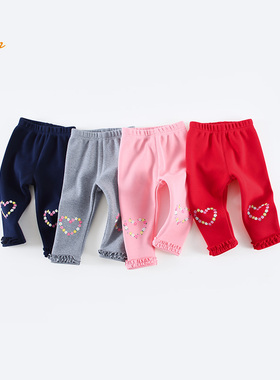 宝然女宝宝加绒裤秋冬1-5岁可外出加厚保暖打底裤子婴儿冬装6937