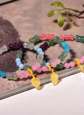 韩版水晶红玛瑙配饰旺桃花东陵玉