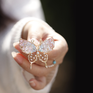 非遗螺钿胸针天然贝母蝴蝶别针中式旗袍配饰高档胸花百搭礼物