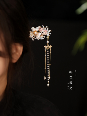蝶恋花 步摇簪子女古风 中式国风手工珐琅滴油高级感发簪盘发流苏